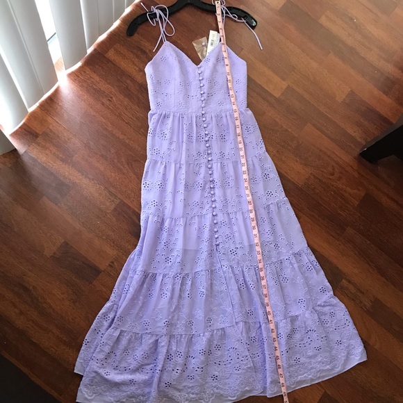 SOLD! NWT Alice + Olivia Shanti Eyelet Embroidery Button Front Dress Lavender - Picture 7 of 17
